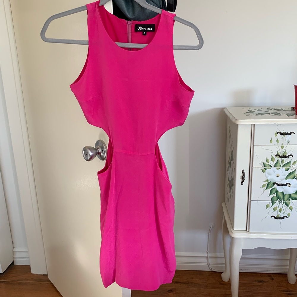 Hot pink cutout mini dress